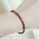 Men's Women Garnet Sterling Silver Bracelet Natural AAA Gemstone 925 Spacer Clasp DiyNotion Handmade BR641