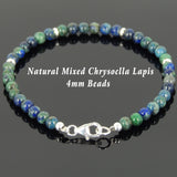 Men's Women Mixed Chrysocolla Lapis Sterling Silver Bracelet 925 Spacers Clasp DiyNotion Handmade BR644