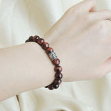 Men's Women Red Tiger Eye Bracelet 925 Sterling Silver Mantra Buddhism Charm DiyNotion Handmade BR647