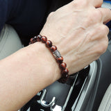 Men's Women Red Tiger Eye Bracelet 925 Sterling Silver Mantra Buddhism Charm DiyNotion Handmade BR647