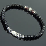 Men's Women Black Onyx Garnet 925 Sterling Silver Bracelet Cross Bead Gemstone DiyNotion Handmade BR650