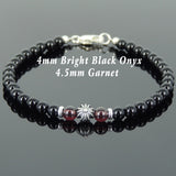 Men's Women Black Onyx Garnet 925 Sterling Silver Bracelet Cross Bead Gemstone DiyNotion Handmade BR650