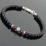 Men's Women Black Onyx Garnet 925 Sterling Silver Bracelet Cross Bead Gemstone DiyNotion Handmade BR650