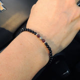 Men's Women Black Onyx Garnet 925 Sterling Silver Bracelet Cross Bead Gemstone DiyNotion Handmade BR650