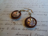 Vintage Button Earrings, Mother of Pearl MOP Buttons, Wood Buttons, Layered Button Earrings, Drop Dangle Earrings, Handmade Earrings, MPE218