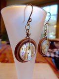 Vintage Button Earrings, Mother of Pearl MOP Buttons, Wood Buttons, Layered Button Earrings, Drop Dangle Earrings, Handmade Earrings, MPE218