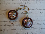 Vintage Button Earrings, Mother of Pearl MOP Buttons, Wood Buttons, Layered Button Earrings, Drop Dangle Earrings, Handmade Earrings, MPE218