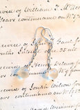 Vintage Glass Button Earrings, Translucent Frosted Round Glass Buttons, Twist Link Chain, Silver Handmade Ear Wires, FGE243
