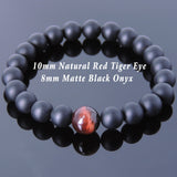 Men's Women Matte Black Onyx Red Tiger Eye Bracelet Healing Gemstone DiyNotion Handmade BR652