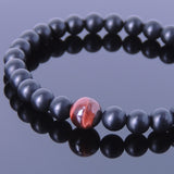Men's Women Matte Black Onyx Red Tiger Eye Bracelet Healing Gemstone DiyNotion Handmade BR651