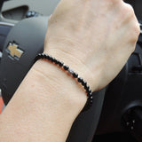 Men's Women Bright Black Onyx 925 Sterling Silver Bracelet Cross Bead Gemstone DiyNotion Handmade BR655