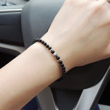 Men's Women Bright Black Onyx 925 Sterling Silver Bracelet Cross Bead Gemstone DiyNotion Handmade BR655