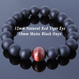 Men's Women Matte Black Onyx Red Tiger Eye Bracelet Healing Gemstone DiyNotion Handmade BR653
