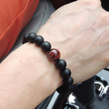 Men's Women Matte Black Onyx Red Tiger Eye Bracelet Healing Gemstone DiyNotion Handmade BR653