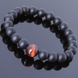 Men's Women Matte Black Onyx Red Tiger Eye Bracelet Healing Gemstone DiyNotion Handmade BR652