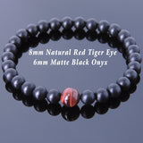 Men's Women Matte Black Onyx Red Tiger Eye Bracelet Healing Gemstone DiyNotion Handmade BR651