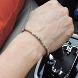 Men's Women Jasper Stone Sterling Silver Bracelet Gemstone 925 Cross Beads Clasp DiyNotion Handmade BR656