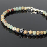 Men's Women Jasper Stone Sterling Silver Bracelet Gemstone 925 Cross Beads Clasp DiyNotion Handmade BR656