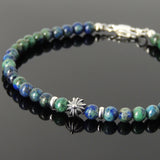 Men's Women Mixed Chrysocolla Lapis Sterling Silver Bracelet 925 Cross Bead Spacers Clasp DiyNotion Handmade BR657