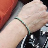 Men's Women African Green Turquoise Sterling Silver Bracelet Gemstone 925 Cross Bead Clasp DiyNotion Handmade BR658