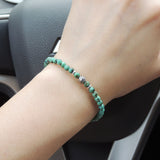 Men's Women African Green Turquoise Sterling Silver Bracelet Gemstone 925 Cross Bead Clasp DiyNotion Handmade BR658