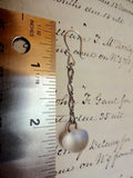 Vintage Glass Button Earrings, Translucent Frosted Round Glass Buttons, Twist Link Chain, Silver Handmade Ear Wires, FGE243