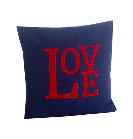 Valentine Throw Pillow Cover, Love appliqued pillows, Love Monogrammed Pillow Cover, Anniversary gift,  16" x16", Couples Gifts