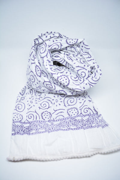 Cotton Scarf Block Print Scarf Handloom Cotton Purple Boho Scarf Spring Scarf Gift For her Gift For Him Sciarpa Cotone Viola