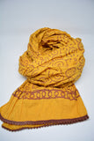 Cotton Scarf Block Print Scarf Handloom Cotton Yellow Orange Boho Scarf Spring Scarf Gift For her Gift For Him Sciarpa Cotone Giallo Oro