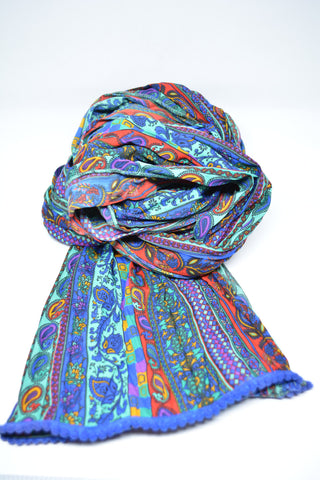 Rayon Scarf Block Print Scarf Handloom Rayon Turquoise Boho Scarf Spring Scarf Gift For her Gift For Him Sciarpa Viscosa Turchese