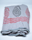 Cotton Scarf Block Print Scarf Handloom Cotton Grey Boho Scarf Spring Scarf Gift For her Gift For Him Sciarpa Cotone Grigio