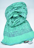 Cotton Scarf Block Print Scarf Handloom Rayon MintcGreenBoho Scarf Summer  Scarf Spring accessories Gift For her Sciarpa Cotone Verde Menta