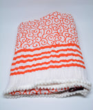 Cotton Scarf,Block Print Scarf,Handloom Rayon Orange Boho Scarf Summer Scarf Spring Accessories Gift For her Sciarpa Cotone Arancione