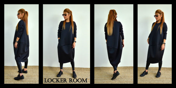 Oversize dress /Black long dress /Maxi black dress /Long sleeves dress /Pregnancy dress/Plus size dress