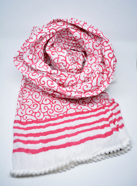 Cotton Scarf Block Print Scarf Handloom Scarf Red Boho Scarf Gift For her Gift For Him Sciarpa Cotone Birthday Gift Mother's Day Gift