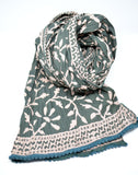 Cotton Scarf Block Print Scarf Handloom Cotton Green  Boho Scarf Gift For her Gift For Him Sciarpa Cotone Verde Petrolio Mother's Day Gift