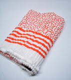 Cotton Scarf,Block Print Scarf,Handloom Rayon Orange Boho Scarf Summer Scarf Spring Accessories Gift For her Sciarpa Cotone Arancione