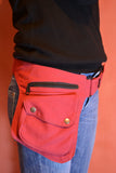 The Hipster Cotton Utility Belt Festival Belt Red Pocket Belt Bum Bag Hip Bag Festival Fanny Pack Gift for her Gift for Him Marsupio Canvas