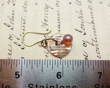 Vintage Button Earrings, Mother of Pearl MOP Buttons, Pink Beads, Antique Glass Beads, Iridescent, Handmade Earrings, MPE248
