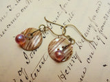 Vintage Button Earrings, Mother of Pearl MOP Buttons, Pink Beads, Antique Glass Beads, Iridescent, Handmade Earrings, MPE248