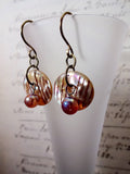 Vintage Button Earrings, Mother of Pearl MOP Buttons, Pink Beads, Antique Glass Beads, Iridescent, Handmade Earrings, MPE248