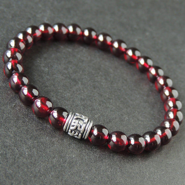 Men's Women Garnet 925 Sterling Silver Bracelet AAA Gemstone OM Bead DiyNotion Handmade BR671