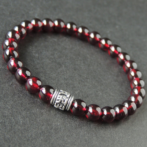 Men's Women Garnet 925 Sterling Silver Bracelet AAA Gemstone OM Bead DiyNotion Handmade BR671