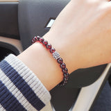 Men's Women Garnet 925 Sterling Silver Bracelet AAA Gemstone OM Bead DiyNotion Handmade BR671