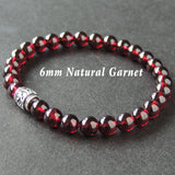 Men's Women Garnet 925 Sterling Silver Bracelet AAA Gemstone OM Bead DiyNotion Handmade BR671