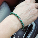 Mens Women Malachite 925 Sterling Silver Bracelet OM Bead DiyNotion Handmade BR672