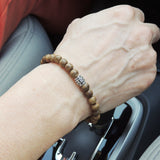 Men's Women Golden Agarwood Bracelet 925 Sterling Silver OM Bead DiyNotion Handmade BR673