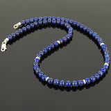 Men's Women Lapis Lazuli Sterling Silver Necklace Gemstone 925 Spacers Clasp DiyNoion Handmade NK093