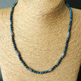 Men's Women Mixed Chrysocolla Lapis Sterling Silver Necklace Gemstone Beads Clasp DiyNoion Handmade NK095