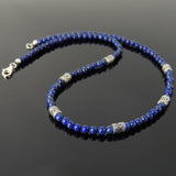 Men's Women Lapis Lazuli Sterling Silver Necklace Gemstone 925 Beads Clasp DiyNoion Handmade NK097